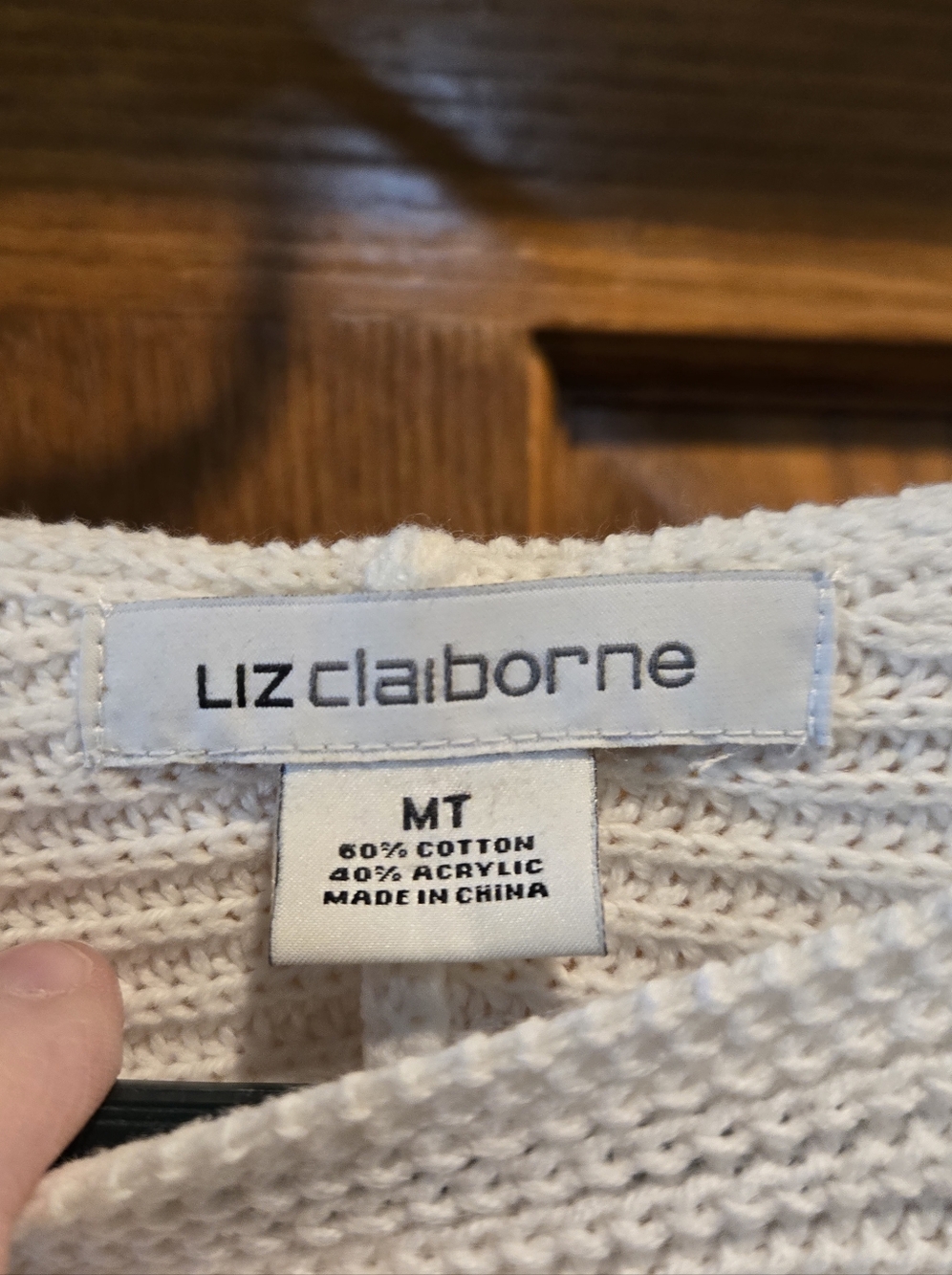 Liz Claiborne Cream Ribbed Knit Sweater Top - Picture 3 of 14